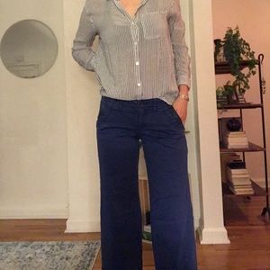 Anthropologie Pilcro Blue wide leg sailor pant